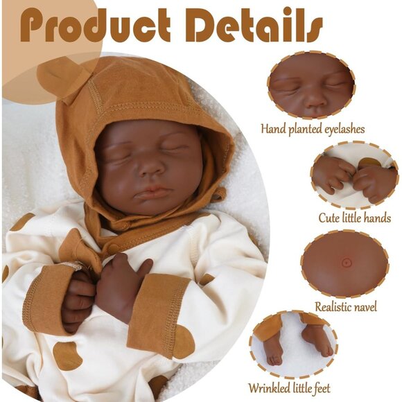 19.3in Full Silicone Not Vinyl Reborn tan Baby Boy Dolls Lifelike Reborn Baby - Picture 3 of 6